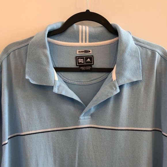 Adidas climalite light blue polo golf shirt B2 - Picture 3 of 5